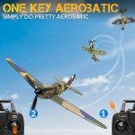 HBSAPKKA RC Plane 4 Channel Remote Control Airplane Ready to Fly Spitfire 6-Axis Gyro System One Key Aerobatic Aircraft with 2 Batteries for Beginners Adults Kids