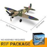 HBSAPKKA RC Plane 4 Channel Remote Control Airplane Ready to Fly Spitfire 6-Axis Gyro System One Key Aerobatic Aircraft with 2 Batteries for Beginners Adults Kids