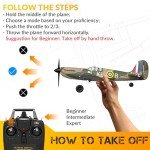 HBSAPKKA RC Plane 4 Channel Remote Control Airplane Ready to Fly Spitfire 6-Axis Gyro System One Key Aerobatic Aircraft with 2 Batteries for Beginners Adults Kids