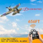 HBSAPKKA RC Plane 4 Channel Remote Control Airplane Ready to Fly Spitfire 6-Axis Gyro System One Key Aerobatic Aircraft with 2 Batteries for Beginners Adults Kids