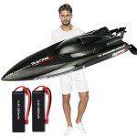 Ssccgym RTR 25.5Inches FT011 Large Remote Control Brushless Boat RC Speed Watercraft 2.4G 4WD 55KM/H for Hobby Adult (2-Batteries)