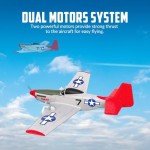 VOLANTEXRC 2 Channel RC Plane P51D Mustang RTF for Beginners, 2.4Ghz Remote Control Airplane Easy to Fly with Gyro Stabilization, Outdoor Hobby WWII Toy for Kids & Adults (Red)