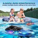 TOLLCY Remote Control Boat for Kids, 2Pack RC Boats with LED Lights for Pools Lakes River & Bathtub, 2.4Ghz Control, Whole Body Waterproof, 2 Rechargeable Batteries Summer Water Toys