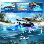 TOLLCY Remote Control Boat for Kids, 2Pack RC Boats with LED Lights for Pools Lakes River & Bathtub, 2.4Ghz Control, Whole Body Waterproof, 2 Rechargeable Batteries Summer Water Toys