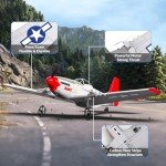 VOLANTEXRC 2 Channel RC Plane P51D Mustang RTF for Beginners, 2.4Ghz Remote Control Airplane Easy to Fly with Gyro Stabilization, Outdoor Hobby WWII Toy for Kids & Adults (Red)
