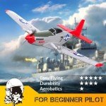 VOLANTEXRC 2 Channel RC Plane P51D Mustang RTF for Beginners, 2.4Ghz Remote Control Airplane Easy to Fly with Gyro Stabilization, Outdoor Hobby WWII Toy for Kids & Adults (Red)