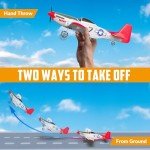 VOLANTEXRC 2 Channel RC Plane P51D Mustang RTF for Beginners, 2.4Ghz Remote Control Airplane Easy to Fly with Gyro Stabilization, Outdoor Hobby WWII Toy for Kids & Adults (Red)