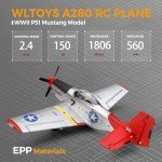 CKYSCHN WLtoys XK A280 RC Airplane, P51 Mustang 4 Channel RC Plane with Lights, 6G/3D Brushless RC Planes, 2.4G Remote Control Airplane, Hobby RC Planes Gifts for Adults