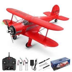 CKYSCHN WLtoys A300 4-Ch RC Plane, Beechcraft D-17 RC Airplanes with Lights, 6G/3D Brushless RC Planes with 2 Batteries, 2.4G Remote Control RC Airplanes Gifts for Adults