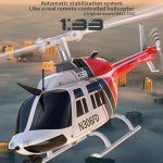 Hylukon C138 Remote Control Helicopter, 1:33 Scale Bell206 Helicopter 2.4G 4CH RTF Single Propeller Aileron Free, Six-axis Gyroscope, Modular Battery, One-Touch Function Gift for Adults 2 Batteries