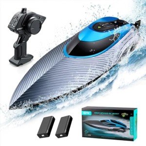 4DRC RC Boats - 30+ MPH Fast Remote Control Boat for Pools, 2.4GHz RC Boats for Adults & Kids with 2 Batteries,Summer Toys for Ideal Gifts for Kids Boys Age 8-12 Years Old