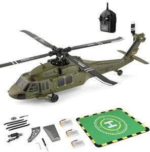 Wauvmoss K170 UH60L RC Helicopter, Remote Controlled Helicopter for Adults Beginners, 2.4G 4CH RC Plane 6-Axis Gyroscope Altitude Hovering Military Aircraft Aileronles (3 Batteries)