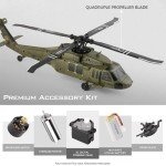 Wauvmoss K170 UH60L RC Helicopter, Remote Controlled Helicopter for Adults Beginners, 2.4G 4CH RC Plane 6-Axis Gyroscope Altitude Hovering Military Aircraft Aileronles (3 Batteries)