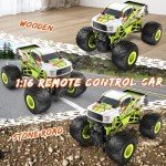 Kidcia Remote Control Car, 1:16 Scale RC Monster Truck for Boys, 2.4 GHz All Terrain RC Cars for Boys Girls 4-7 8-12, 20 Km/h Off Road RC Truck, Christmas Birthday Gift for Kids-Green