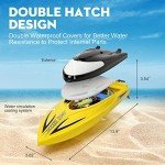 Zyerch RC Boat - Remote Control Boat for Pools and Lakes, 25 km/h Fast RC Boats for Adults and Kids, 2.4Ghz Self-Righting Racing Boats with 2 Rechargeable Battery, Low Battery Alarm, Yellow