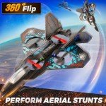 BEZGAR Drones for Kids | 2.4GHZ RC Plane, 6-axis Gyro Remote Control Airplane, RC Helicopter, 360° Flip Fighter Jet Toy with Colorful LED Navigation Light Blue