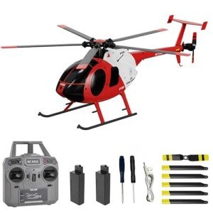 Hylukon C189 Remote Control Helicopter, 2.4G 6CH UAV 1:28 Brushless Motor RC Helicopter Single Blade Flybarless Remote Helicopter RTF with Optical Flow Localization 2 Battery - Red