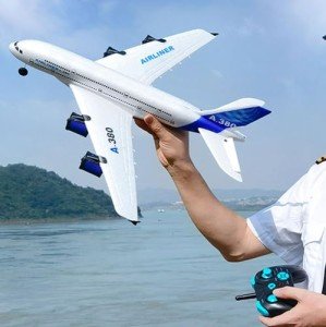 FANXMF RC Airbus 747 A380 2.4G Remote Control Electric Plane Four Motor RC Airplane Toy RC Airliner with LED Lights Drop Resistant Aircraft 2 Batteries EPP Airplane for Beginners Kids Gifts (A-380)