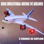 FANXMF RC Airbus 747 A380 2.4G Remote Control Electric Plane Four Motor RC Airplane Toy RC Airliner with LED Lights Drop Resistant Aircraft 2 Batteries EPP Airplane for Beginners Kids Gifts (A-380)