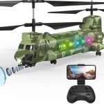 OBEST Chinook RC Helicopter,Remote Control Military Helicopter with Camera,Twin-Propeller with Altitude Hold,One Key take Off/Landing,Army RC Toys for Boys and Military Fans