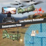 OBEST Chinook RC Helicopter,Remote Control Military Helicopter with Camera,Twin-Propeller with Altitude Hold,One Key take Off/Landing,Army RC Toys for Boys and Military Fans