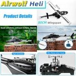 Flywing Airwolf V2 FW450 6CH Scale RC Helicopter RTF H1 Flight Control FLYWING GPS Scale Helicopter Airwolf Aircraft Simulation (RTF Version) One Key Return Brushless Motor 450 Size