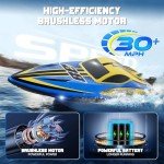 TOPCHOIC Brushless RC Boat 30+MPH, Remote Control Boats for Adults and Kids, Fast Racing Boat with Self-Righting, LED Lights, Waterproof, RTR, Large Size Sailboat for Lake, River and Pools