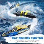 TOPCHOIC Brushless RC Boat 30+MPH, Remote Control Boats for Adults and Kids, Fast Racing Boat with Self-Righting, LED Lights, Waterproof, RTR, Large Size Sailboat for Lake, River and Pools
