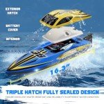 TOPCHOIC Brushless RC Boat 30+MPH, Remote Control Boats for Adults and Kids, Fast Racing Boat with Self-Righting, LED Lights, Waterproof, RTR, Large Size Sailboat for Lake, River and Pools