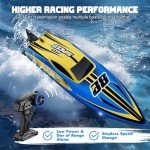 TOPCHOIC Brushless RC Boat 30+MPH, Remote Control Boats for Adults and Kids, Fast Racing Boat with Self-Righting, LED Lights, Waterproof, RTR, Large Size Sailboat for Lake, River and Pools