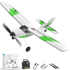VOLANTEXRC RC Plane Trainer 3CH Remote Control Airplane with Prop Saver, 6-Axis Gyro Stabilizer & 3 Modes to Fly, Hobby Radio Controlled Aircraft RTF for Beginners, Adults, Boys and Kids (400mm,Green)