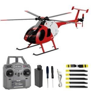 Hylukon C189 Remote Control Helicopter, 2.4G 6CH UAV 1:28 Brushless Motor RC Helicopter Single Blade Flybarless Remote Helicopter RTF with Optical Flow Localization 1 Battery - Red