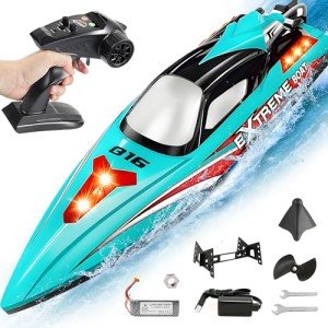 BEZGAR RC Boat, 18 inch Big Brushless Remote Control Boat for Adults and Kids and, 55 KPH Large Fast RC Speed Boat with 2500mAh Battery, Ideal Waterproof Toy Boats for Lakes - HJ816 Green