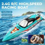 BEZGAR RC Boat, 18 inch Big Brushless Remote Control Boat for Adults and Kids and, 55 KPH Large Fast RC Speed Boat with 2500mAh Battery, Ideal Waterproof Toy Boats for Lakes - HJ816 Green