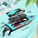 BEZGAR RC Boat, 18 inch Big Brushless Remote Control Boat for Adults and Kids and, 55 KPH Large Fast RC Speed Boat with 2500mAh Battery, Ideal Waterproof Toy Boats for Lakes - HJ816 Green