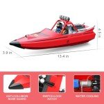 Hitish RC Boat for Kids Adults 2.4GHz Remote Control Boats with LED Light for Pool Lakes Water, 20MPH Fast Speed Racing Jet Boat, Boat Toy for Boys Girls, 2 Rechargeable Batteries 40+ Mins, Red