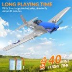 VOLANTEXRC 2 Channel RC Plane P51D Mustang RTF for Beginners, 2.4Ghz Remote Control Airplane Easy to Fly with Gyro Stabilization, Outdoor Hobby WWII Toy for Kids & Adults (Blue)