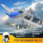 VOLANTEXRC 2 Channel RC Plane P51D Mustang RTF for Beginners, 2.4Ghz Remote Control Airplane Easy to Fly with Gyro Stabilization, Outdoor Hobby WWII Toy for Kids & Adults (Blue)