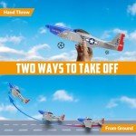 VOLANTEXRC 2 Channel RC Plane P51D Mustang RTF for Beginners, 2.4Ghz Remote Control Airplane Easy to Fly with Gyro Stabilization, Outdoor Hobby WWII Toy for Kids & Adults (Blue)