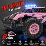 BLUEJAY Remote Control Car for Boys 8-12, RC Cars, 1:12 Monster RC Truck Off Road with LED Headlight and Rechargeable Battery Gifts for Adults Boys