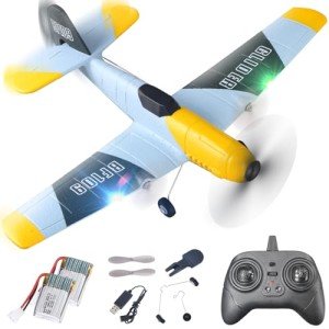 BEZGAR 3 Channel RC Plane, Drones for Kids, 6-axis Gyro Remote Control Airplane, RC Helicopter, Easy Control for Beginners Toys with Colorful LED Navigation Lights