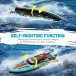 TOPCHOIC 40+MPH Brushless RC Boats, Remote Control Boat for Adults Kids, 19" Large Racing Boat for Salt Water Lake River with Self-Righting, LED Lights, Fishing Function Fast High Speed with Carry Bag