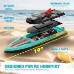 TOPCHOIC 40+MPH Brushless RC Boats, Remote Control Boat for Adults Kids, 19" Large Racing Boat for Salt Water Lake River with Self-Righting, LED Lights, Fishing Function Fast High Speed with Carry Bag