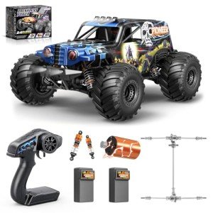 Womaqu 1/14 Brushless RC Cars for Adults, Max 42mph Oil Shock Absorber Electric 4WD High-Speed RC Car, Remote Control car for Adults RC Truck with Two 2S Lipo Batteries, Compatible with 3S Lipo