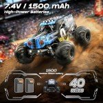 Womaqu 1/14 Brushless RC Cars for Adults, Max 42mph Oil Shock Absorber Electric 4WD High-Speed RC Car, Remote Control car for Adults RC Truck with Two 2S Lipo Batteries, Compatible with 3S Lipo