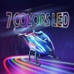 DEERC DE23 Remote Control Helicopter, RC Helicopters with 7 Colors Light, 2 Modular Battery for 24 Min Play, Altitude Hold, One Key take Off/Landing, 2.4GHz Aircraft Indoor Flying Toy for Boys Girls