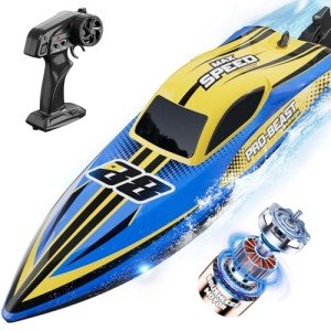TOPCHOIC Brushless RC Boat 30+MPH, Remote Control Boats for Adults and Kids, Fast Racing Boat with Self-Righting, LED Lights, Waterproof, RTR, Large Size Sailboat for Lake, River and Pools
