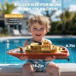 SYMA Remote Control Boat, Big RC Firefighter Boat for Adults and Kids 8-12 with 40 Mins Run Time (2 Batteries), 15 km/h High Speed and Low Battery Warning, Pool Water Toys for Boys Girls