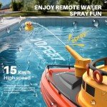 SYMA Remote Control Boat, Big RC Firefighter Boat for Adults and Kids 8-12 with 40 Mins Run Time (2 Batteries), 15 km/h High Speed and Low Battery Warning, Pool Water Toys for Boys Girls
