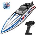 DEERC Fast Brushless RC Boat, 30+ mph 3S Remote Control Racing Boats with Metal Servo & LED Light, 2.4Ghz Speed Boat for Adults, Summer Pool Toy Gift